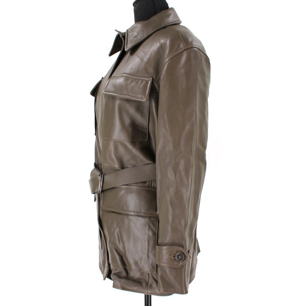 Anine Bing Monroe Buttery Soft Leather Belted Jacket Coat Dark Green X-Small NEW - Picture 6 of 11